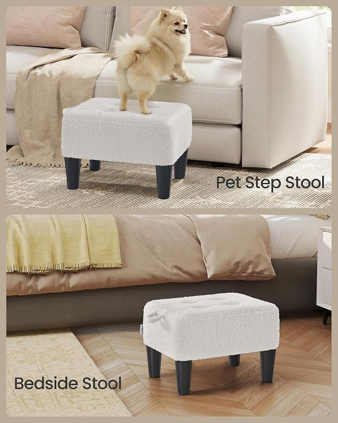 SONGMICS Foot Stool, Small Teddy Fleece Footstool Ottoman - Image 7