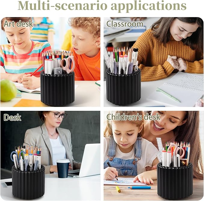 Anyoifax 360° Rotating Pen Holder 7 Slots Desk Organizer Removable Pencil Cup - Image 6