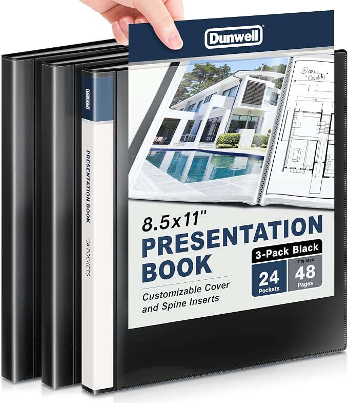 Dunwell Presentation Binder 24-Pocket, Displays 48 Pages, 8.5x11 Portfolio by Dunwell