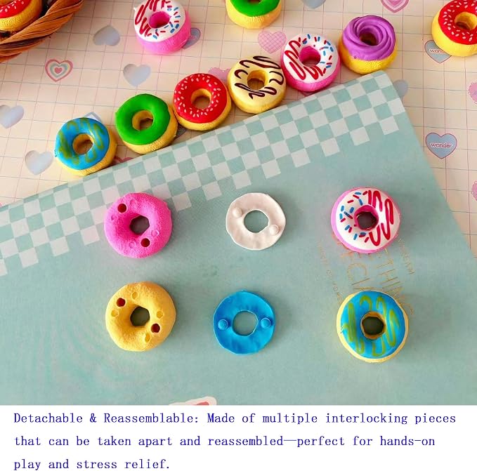 40PCS Cute Erasers for Kids Bulk, Donut Fun Erasers for Classroom Back to - Image 3