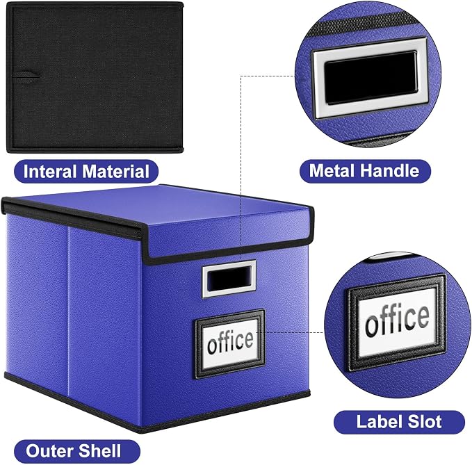 Portable Leather File Organizer Boxes - Image 3