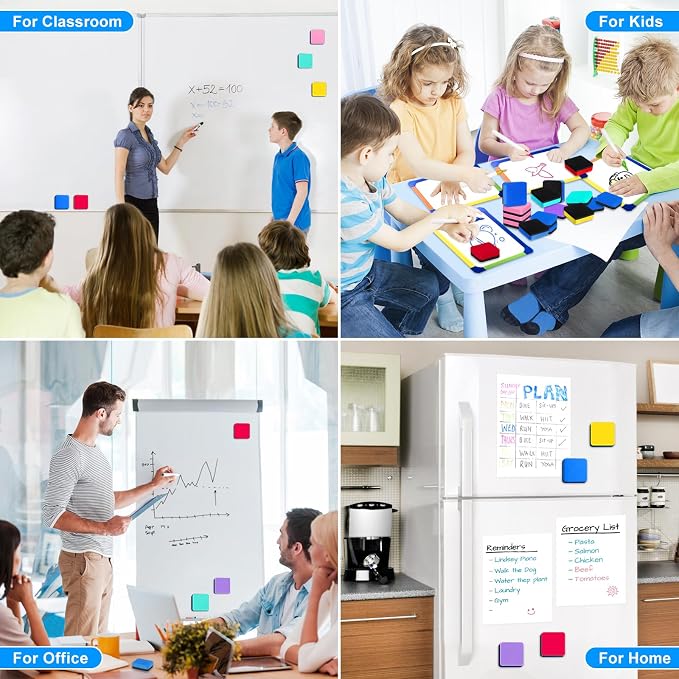 Cube Dry Erase Erasers, 96 Packs Mini Magnetic Whiteboard Dry Erasers in 6 - Image 7