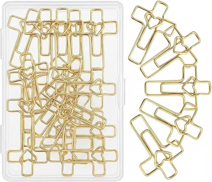 Gold Heart Cross Paper Clips Gold by Unknown