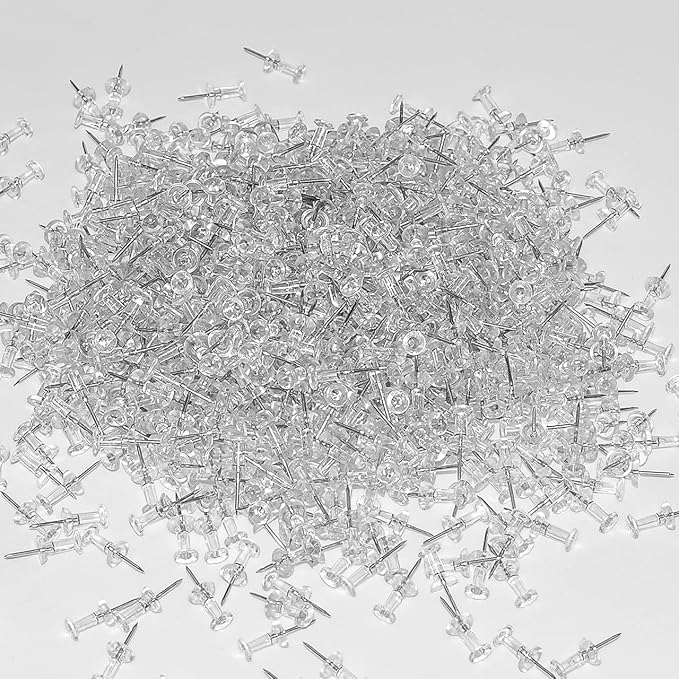 JIKIOU Push Pins Tacks 800 Count in Reusable Box, Standard Clear Thumb Tacks - Image 7