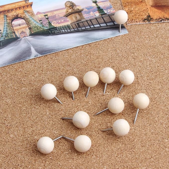 Wood Push Pins 120 Pcs, Decorative Wooden Thumb Tacks - Image 5