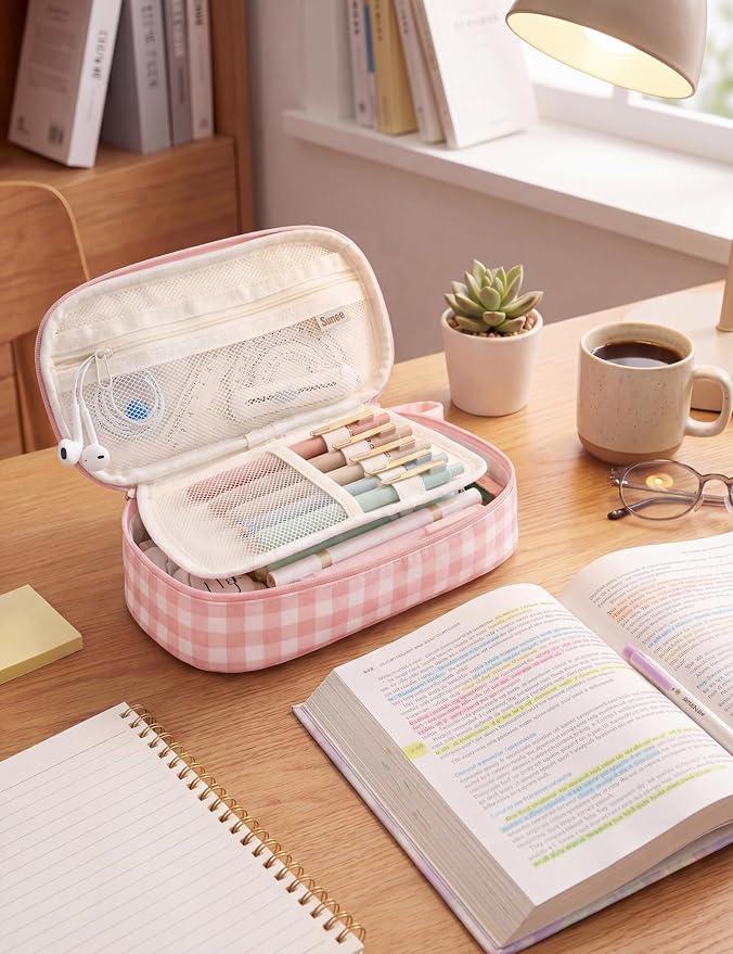 SUNEE Cute Pencil Case, Large Colored Pencil Pouch, Aesthetic Pen Bag - Image 8