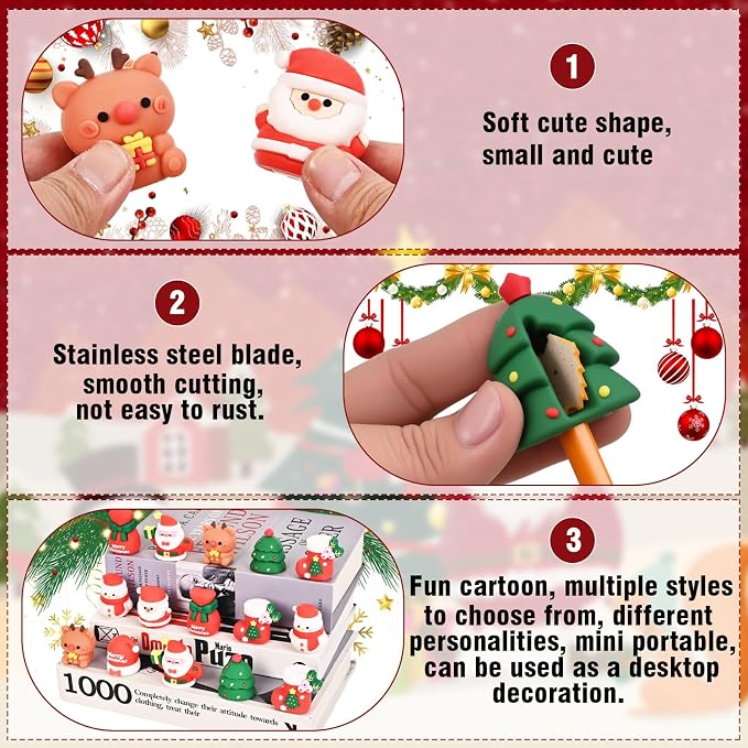 LiYiQ 24 PCS Cute Christmas Pencil Sharpener - Image 4