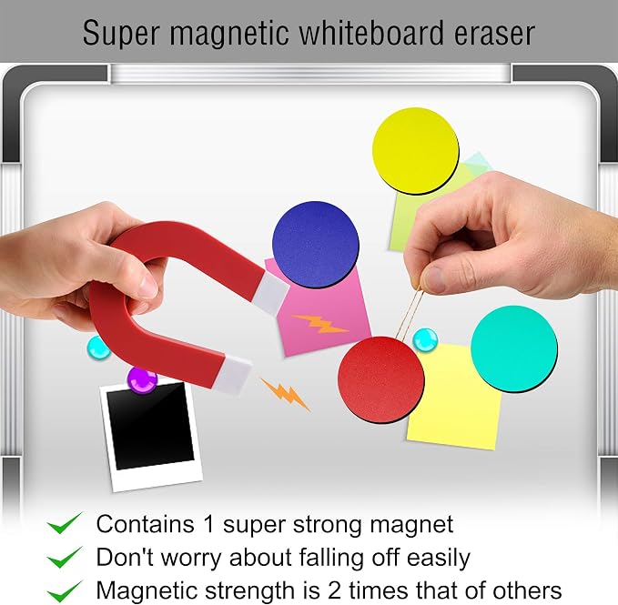 Mini Dry Erase Erasers, IHPUKIDI 48 Pack Magnetic Whiteboard Dry Erasers - Image 5