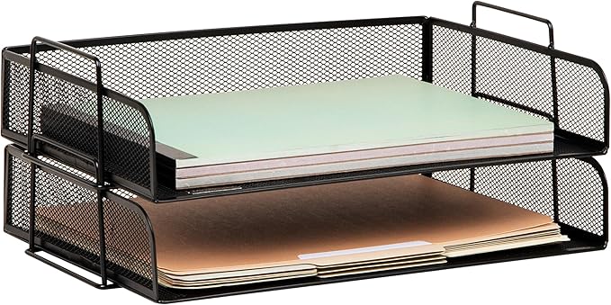 Mind Reader Stackable Paper Tray, Desktop Organizer, File Storage, Metal Mesh by MindReader