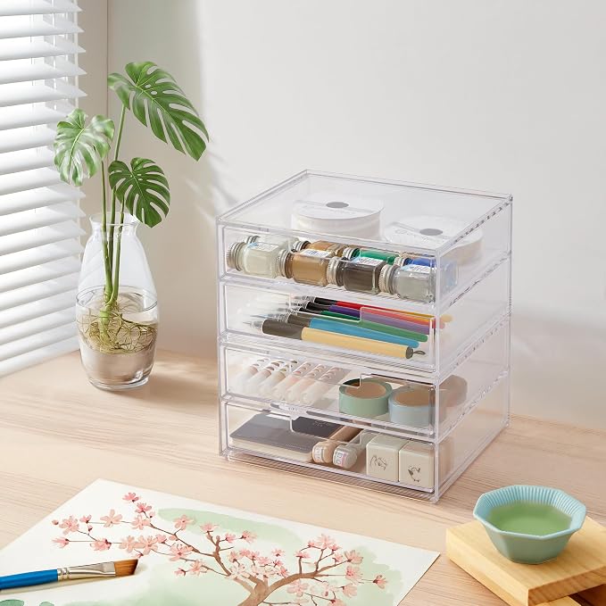 STORi Stackable Desk Drawer Organizer, 4 Wide Drawers - Image 3