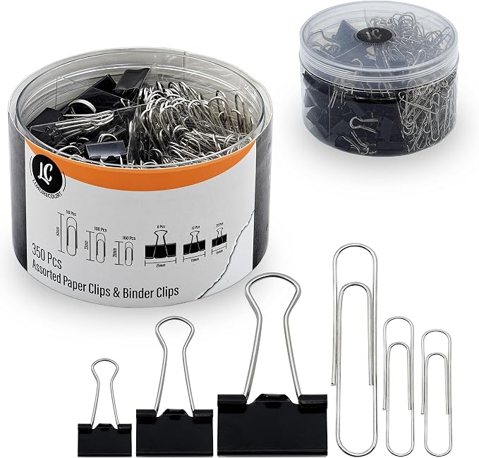 350 Pack Paper Clips and Binder Clips Set by Luxurecourt by Luxurecourt