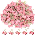 Pink Binder Clips, Small Paper Clamps 15mm, 100 Pack Micro Size Office Clips by YCVIORING