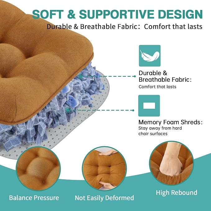 BETU Chair Cushions for Dining Chairs Set of 2, 3.5" Thick Kitchen Table Chair - Image 8