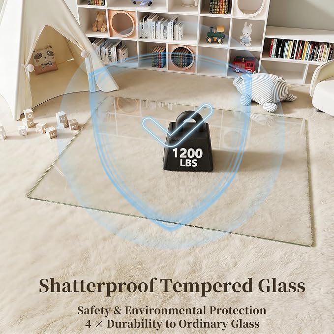 Tempered Glass Office Chair Mat, Heavy Duty 0.2" Thick Computer Chair Mat - Image 2