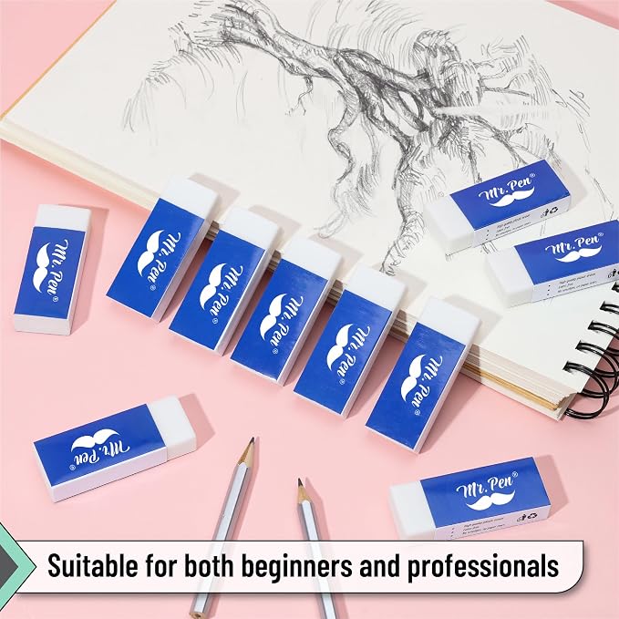 Mr. Pen- White Pencil Eraser, 10 Pack | Large Latex Free Vinyl Block Erasers - Image 5