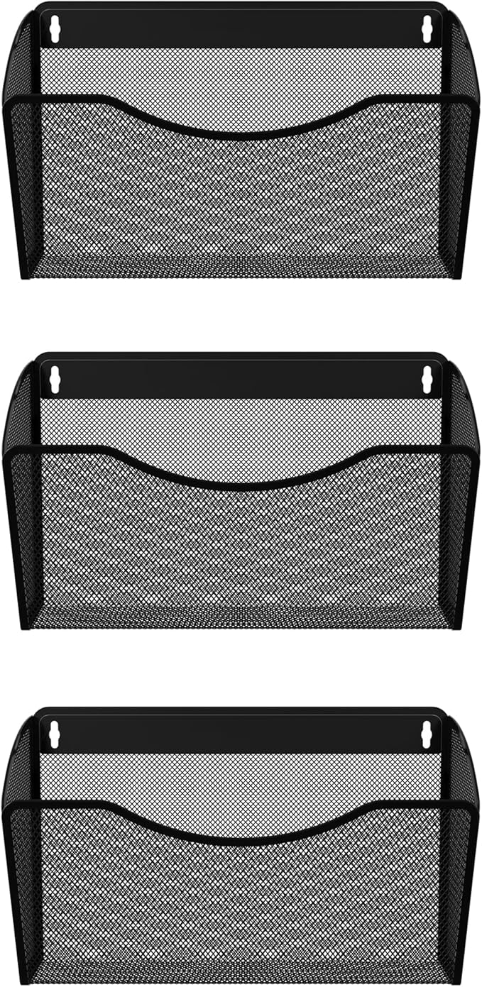 EasyPAG Wall File Organizer 3 Pack, Hanging File Organizer Wall Mount, Metal - Image 2