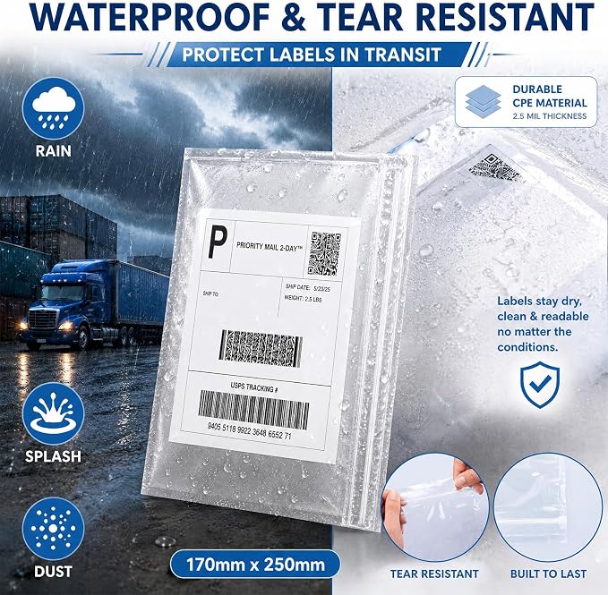 Glenmal 100 Pcs 6.7" x 10" Resealable Packing List Envelopes Clear - Image 5