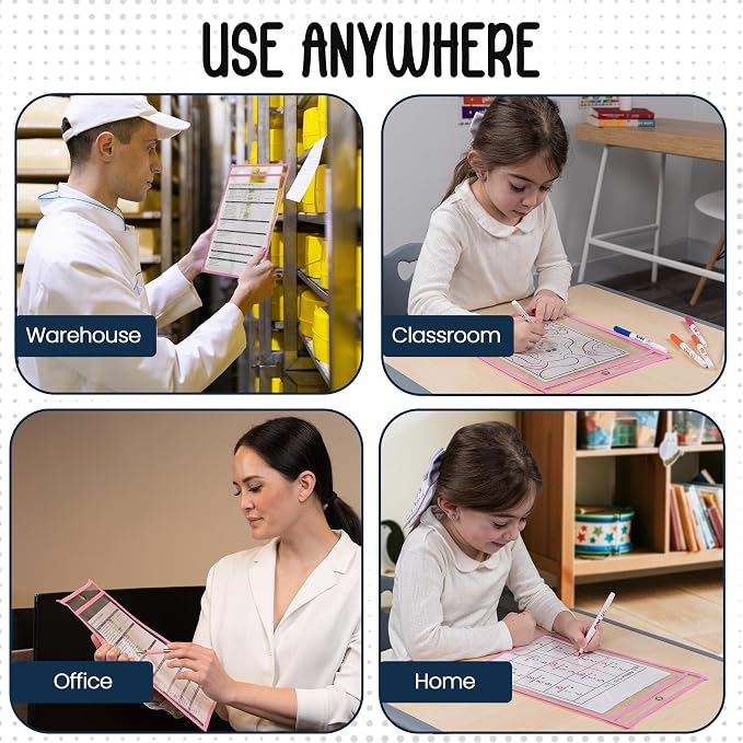 Essex Wares - 5 Pack, Job Ticket Holders, Reusable & Easy Erase Plastic Invoice - Image 5