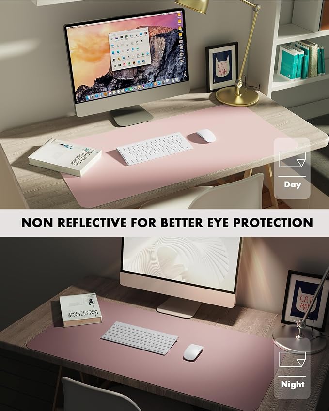 YSAGi Double-Sided Desk Pad, Leather Desk Mat, Eco Cork Desk Pad Protector - Image 8