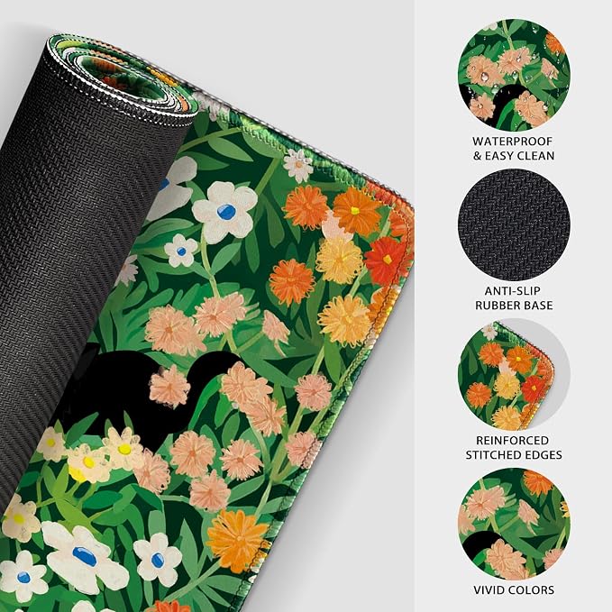 Cute Flower Cat Large Gaming Mouse Pad 31.5"x15.7", Flower XXL Desk Mat - Image 6