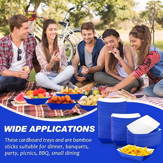 Yinkin 200 Pcs Paper Boat Disposable Graduation Food Trays Nacho Trays Kraft - Image 5