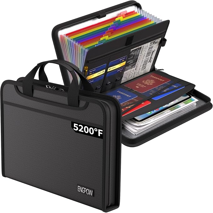 ENGPOW Accordion File Organizer, Fireproof 5200°F Expanding File Folder by ENGPOW
