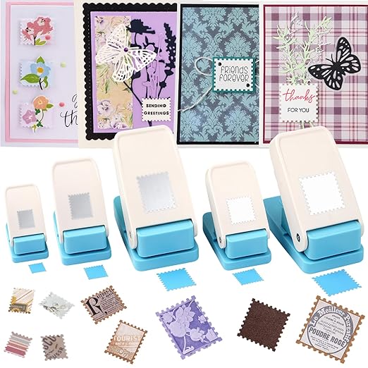 5Size Stamp Punch, 1.5x1.25in & 1x0.8in & 0.6x0.5in Rectangle Postage Stamp by CYFUNDESIGN