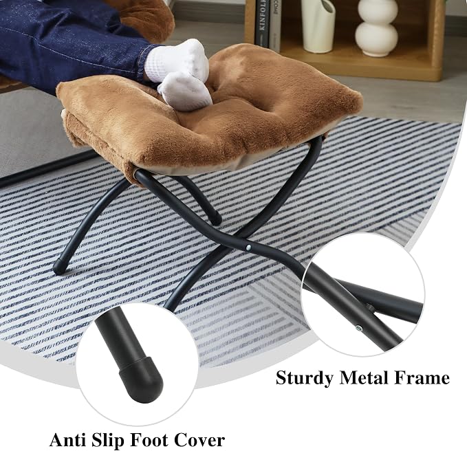 15" Folding Ottoman, Foldable Footrest Stool, Portable Small Foot Stool - Image 6