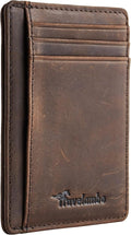 Travelambo Slim Wallet Front Pocket Minimalist Leather RFID Blocking Medium Size by Travelambo