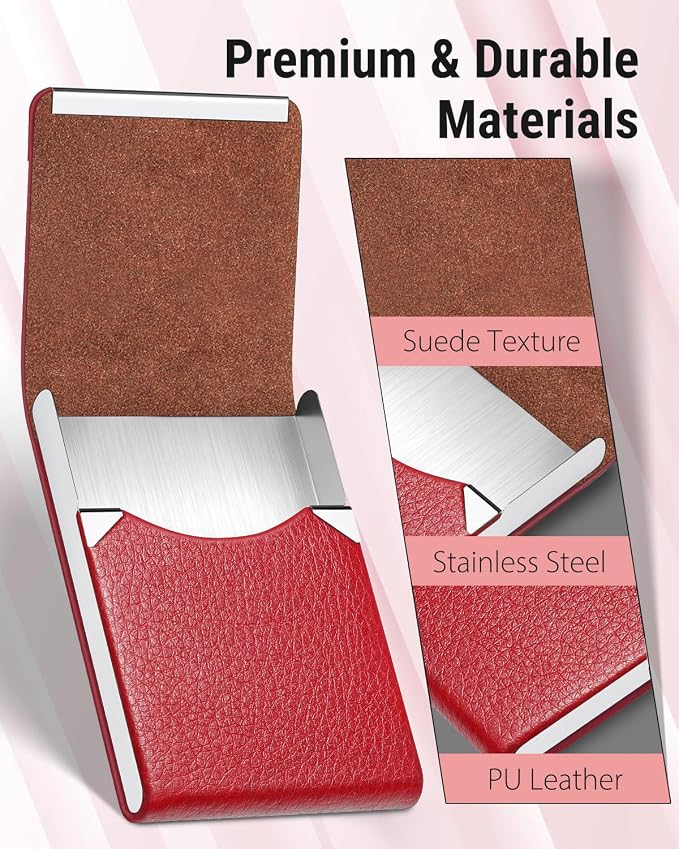 MaxGear Business Card Holder, PU Leather Business Card Case, Magnetic Closure - Image 4