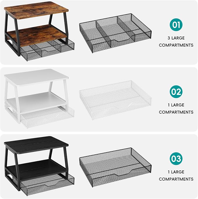 2-Tier Printer Stand with Storage, Desktop Organizer - Image 7