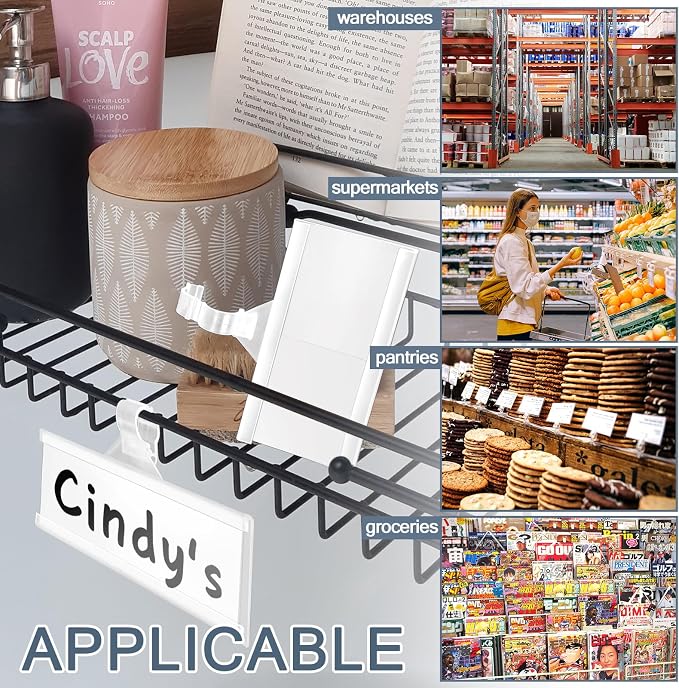 100 Pieces Plastic Wire Shelf Label Holders, Reusable Price Label Holder - Image 6