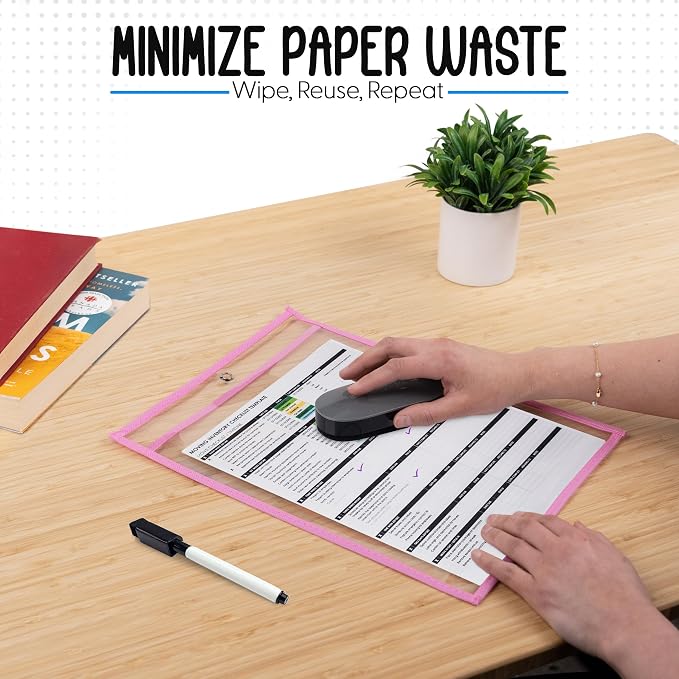 Essex Wares - 5 Pack, Job Ticket Holders, Reusable & Easy Erase Plastic Invoice - Image 3
