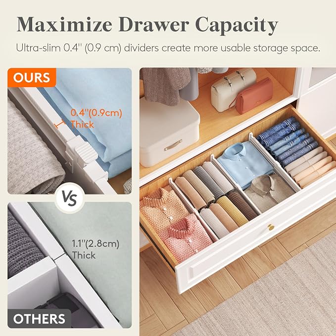 Lifewit 5" High 9 Pack Drawer Dividers, 11.5"-18.5" Adjustable Deep Drawer - Image 6