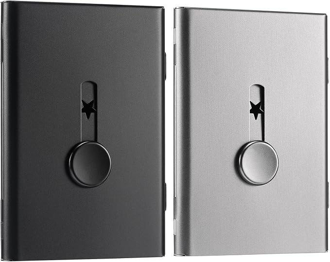 Tatuo 2 Pcs Business Card Holder Thumb Drive Black Gray Stainless Steel by Tatuo