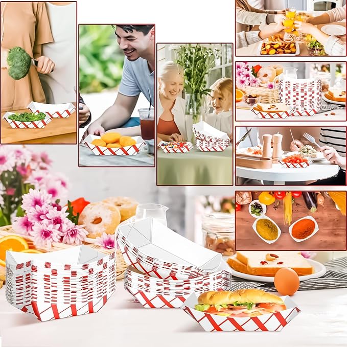 100 Pack 2Lb Paper Food Boat Trays Disposable Paper Boat Plate Containers - Image 5