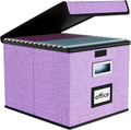 File Organizer Box with Lid, Collapsible File Folder Organizer by Huolewa