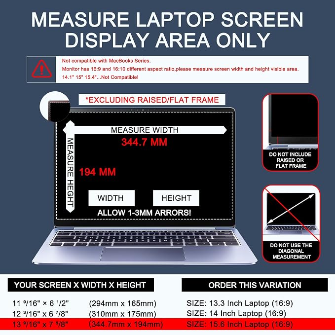 4-Way Laptop Privacy Screen Shield 15.6 Inch, Removable 16:9 Aspect 360° - Image 2