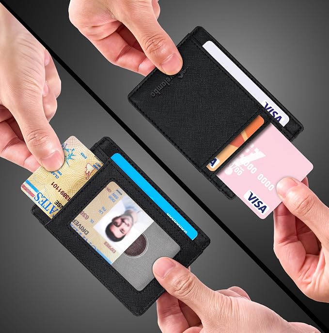 Travelambo Slim Wallet Front Pocket Minimalist Leather RFID Blocking Medium Size - Image 9