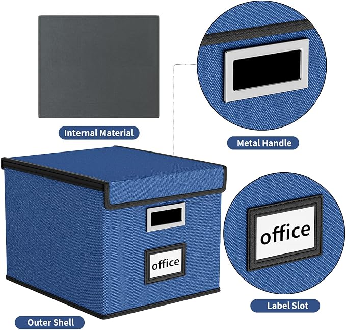 File Organizer Box with Lid, Collapsible File Folder Organizer - Image 3