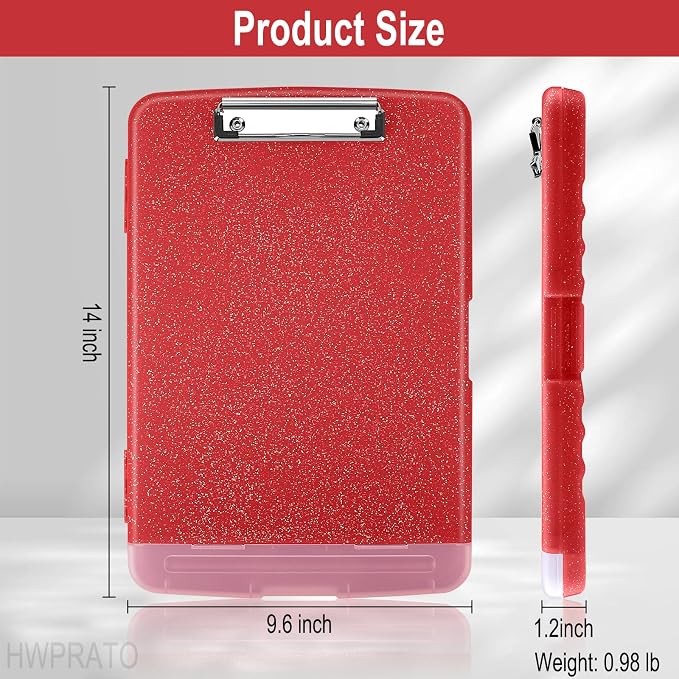HWPRATO Glitter Clipboard with Storage, Clip Boards 8.5x11 with Pen Holder - Image 2