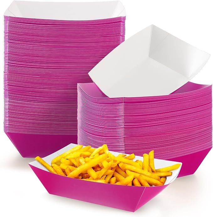 Yinkin 100 Pcs 2lb Paper Food Trays Boat 2lb Disposable Nacho Trays Kraft Paper by Yinkin