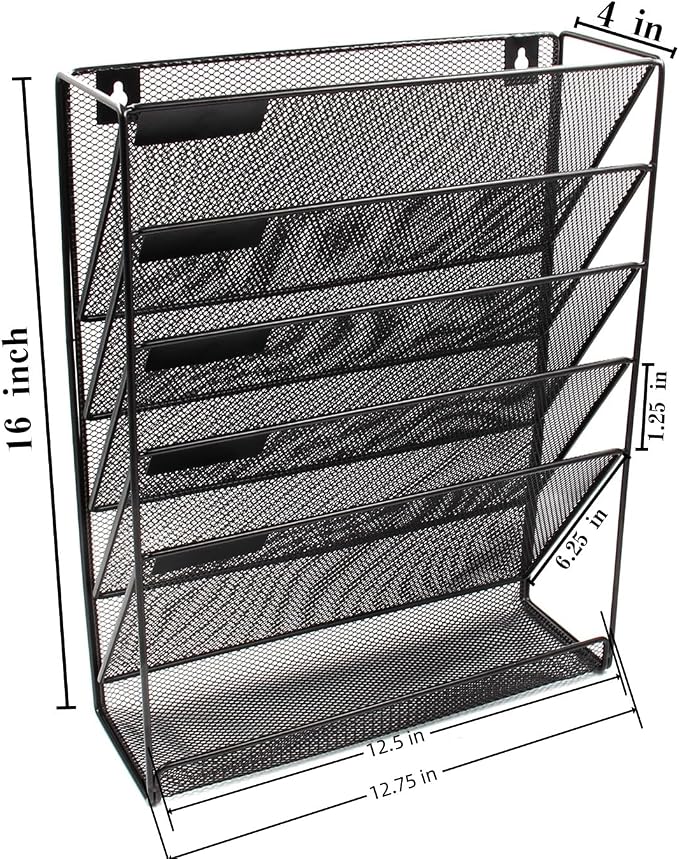 EasyPAG 5 Tier Wall File Holder, Mesh Hanging Folder Organizer - Image 8