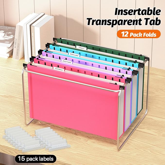 SHUTEX Extra Capacity Legal Size Plastic Hanging File Folders, 12 Pack - Image 6
