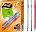 BIC Round Stic Xtra Life Assorted Ink Ballpoint Pens, Medium Point, 60-Count by BIC