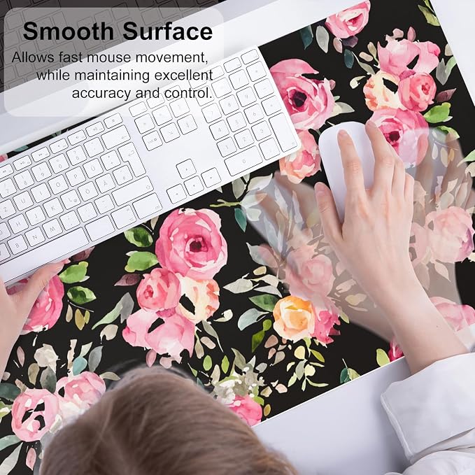 QiyI Large Mouse Pad, Floral Desk Mat - Image 5