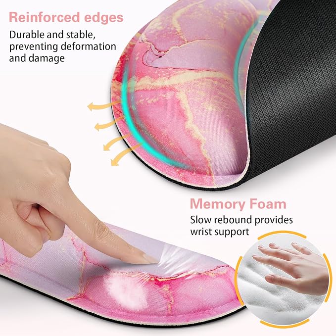 Mouse Pad with Wrist Rest Set, Qomolama 3-in-1 Wrist Support Mousepad Set - Image 5
