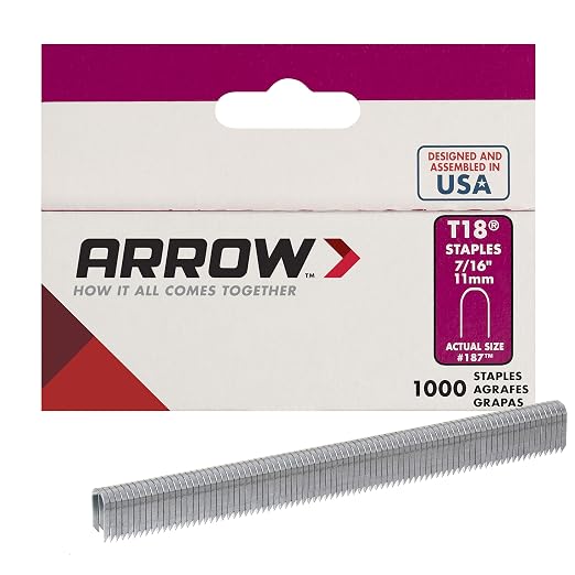 Arrow Fastener 187 Genuine T18 Staples, 7/16 Inch Leg Length, 3/16-Inch Crown by ArrowToolGroup