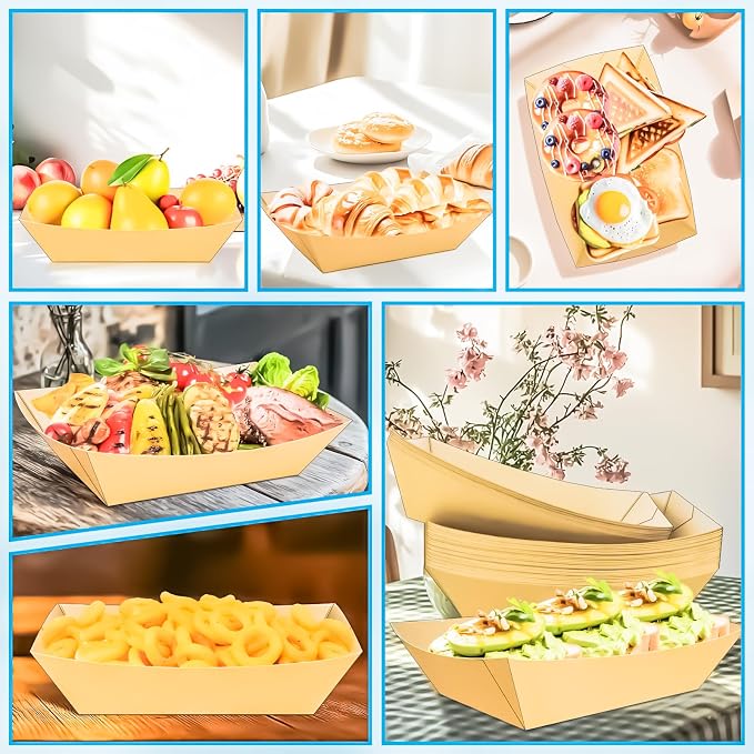 50 Pack Extra Large 6LB Paper Food Boats Trays Disposable Paper Boat Plate - Image 5