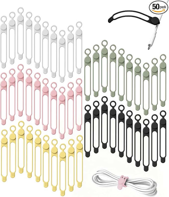 50Pcs Silicone Cable Ties Cord Organizer by ELECTRONICSORGANIZATION